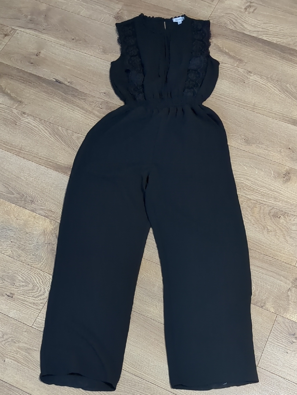 Monteau Los Angeles Black Sleeveless jumpsuit skinny elastic waistband Size Smal - Picture 3 of 13